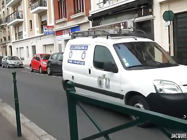 Madame Sophie French DP gangbang in black stockings