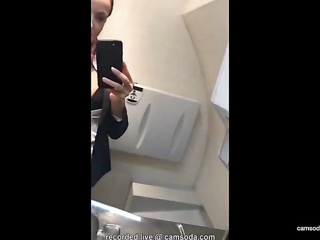 Sexy real life air stewardess toilet masturbation on phone cam