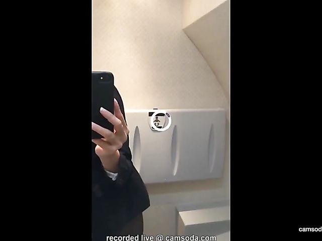 Sexy real life air stewardess toilet masturbation on phone cam