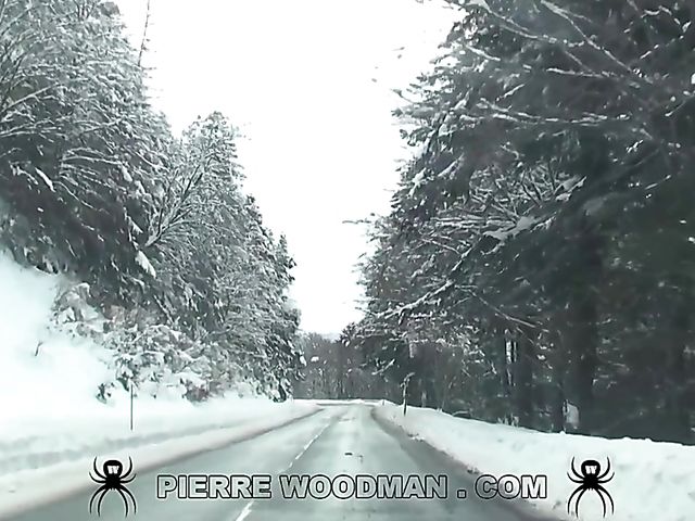 Fur coat and stockings DP in winter with blonde Teena Doll