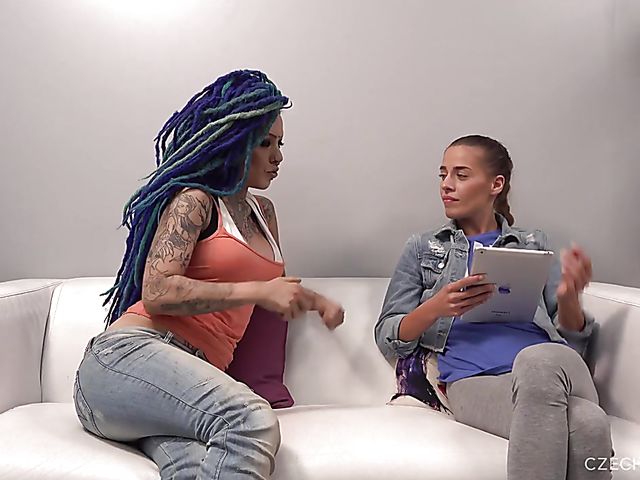 Fuck casting with punk tattoo girl Lady Blue