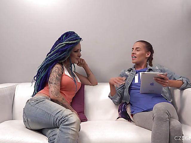 Fuck casting with punk tattoo girl Lady Blue