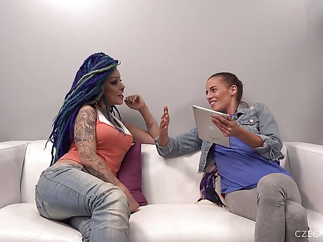 Fuck casting with punk tattoo girl Lady Blue