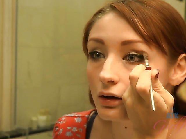 Watching his hairy girlfriend Violet Monroe pee and take a bath