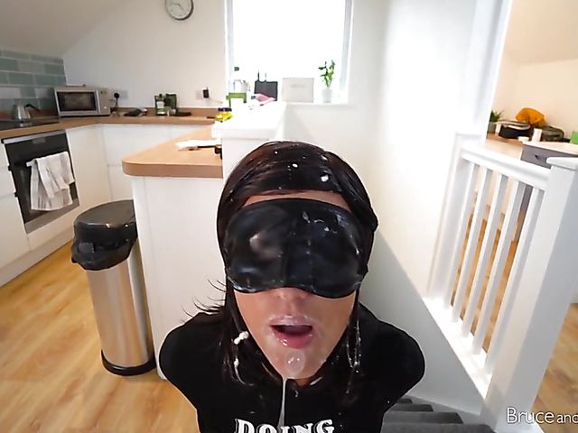 Blindfolded BDSM whipped cream deepthroat and golden shower piss with Bruce and Morgan