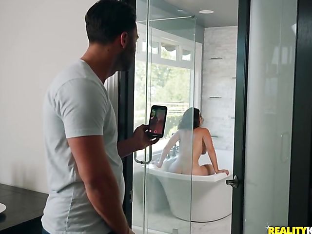 Latina dildo addict with big knockers LaSirena69 gets a real one in the bathroom