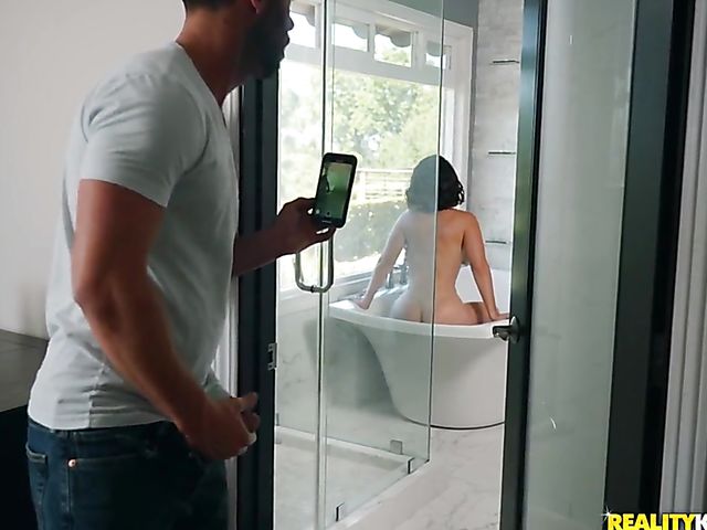 Latina dildo addict with big knockers LaSirena69 gets a real one in the bathroom