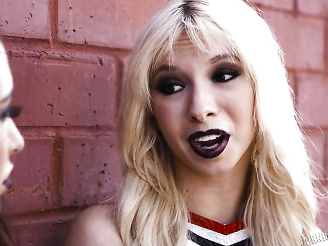 Foursome interracial fun with slutty cheerleaders Kira Noir, Kenzie Reeves, and Jane Wilde