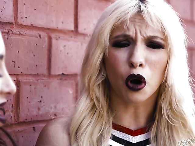 Foursome interracial fun with slutty cheerleaders Kira Noir, Kenzie Reeves, and Jane Wilde