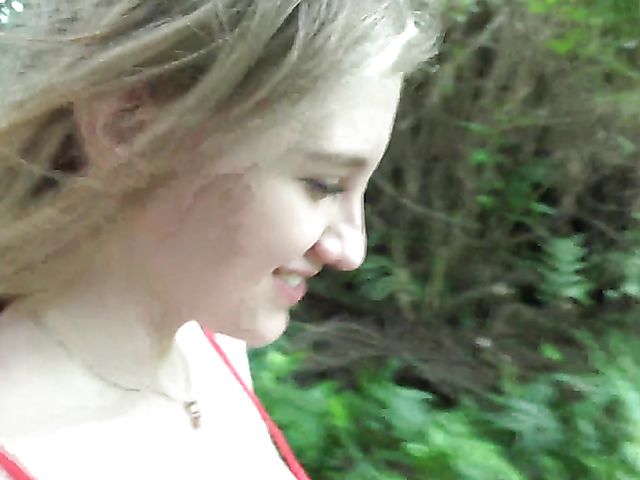 Teen car fingering and flashing in nature with cute GF Melody Marks