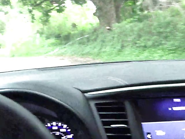 Teen car fingering and flashing in nature with cute GF Melody Marks