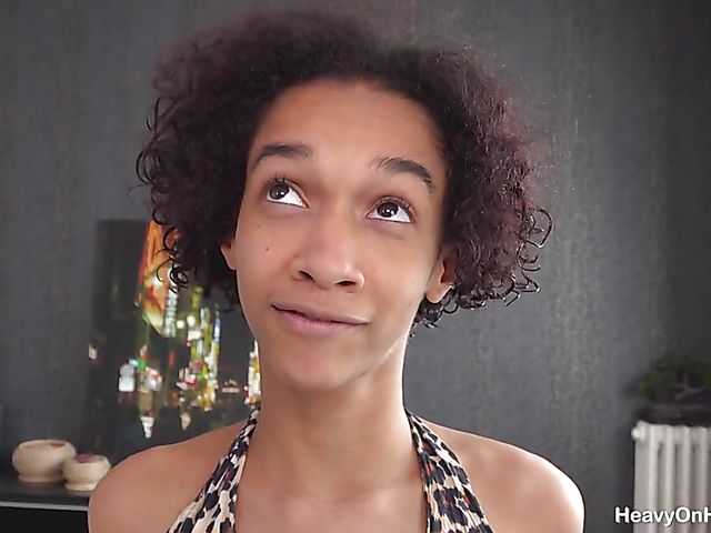 Curly Addisson Fever's huge ebony tits for a fat guy