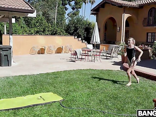 Petite BBC fan Kate Bloom fucks that monster indoors and outside