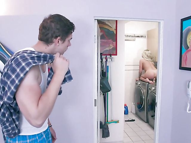 Madelyn Monroe - MILF riding dildo and cock in the laundry room