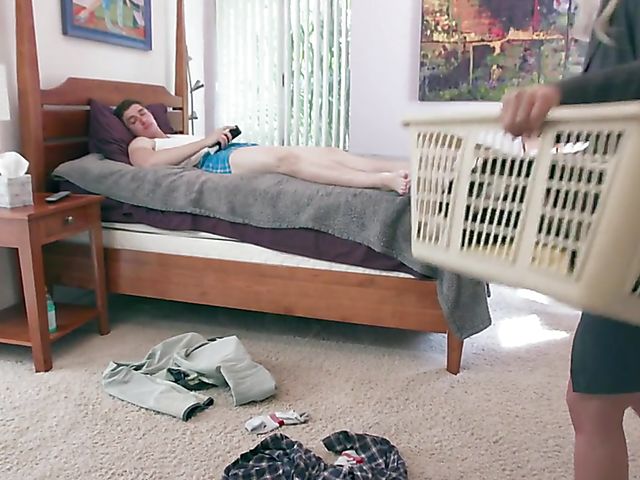 Madelyn Monroe - MILF riding dildo and cock in the laundry room