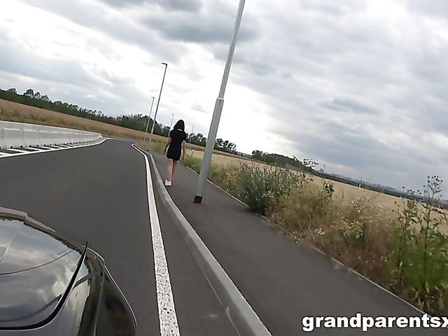 Pervy old men pick up girls for public car blowjobs and fuck by the road for money