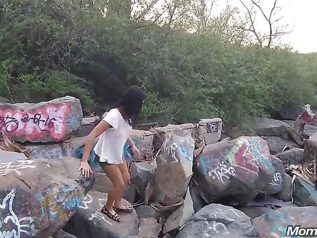 MILF public tits flashing and fucking with breasty Amber