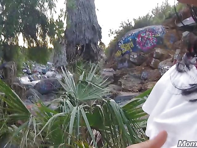 MILF public tits flashing and fucking with breasty Amber