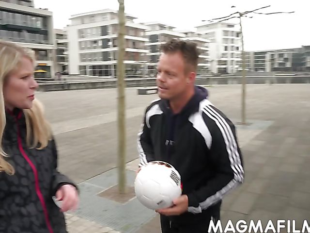 Vaginal german DP with picked up blonde Claudia Swea