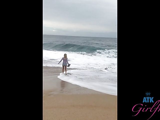 Nudist beach posing and sex by the ocean with Kenzie Reeves