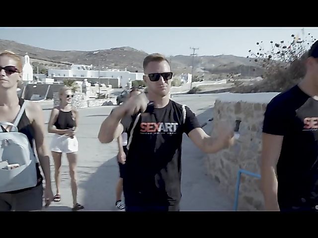 Nancy A and Melody Petite play with lesbian toys on Mykonos