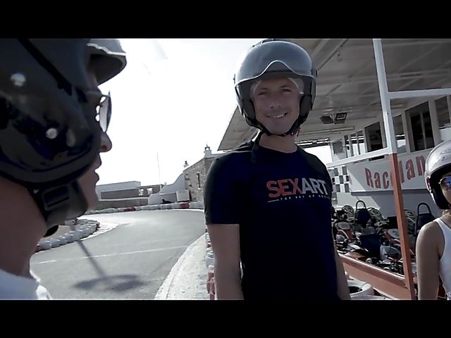 Nancy A and Melody Petite play with lesbian toys on Mykonos