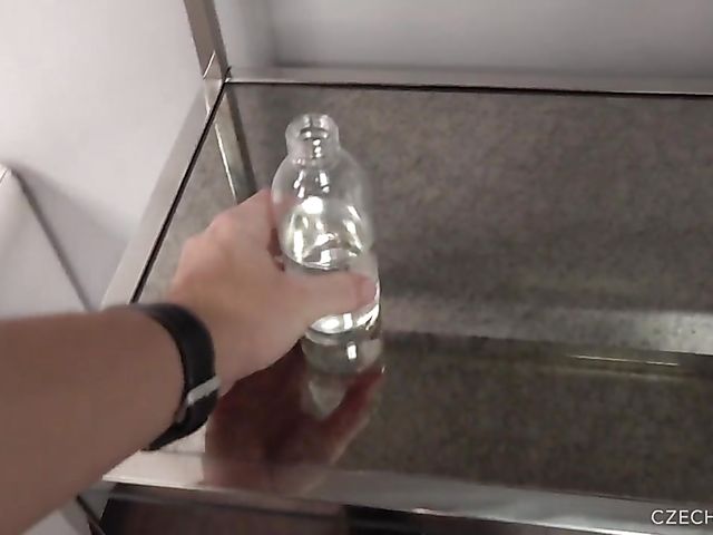 Blonde Czech newbie Rozalie gets her ass covered in oil