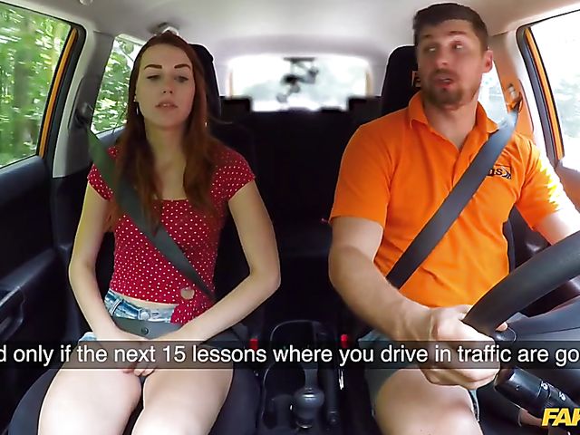 Car head and fuck with cute redhead Charlie Red