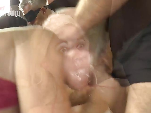 Masked gangbang and many cumshots for experienced Sweetie Core and Sunny Sun