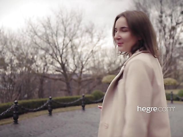 Ukrainian girl Alina taking a shower in the morning and flashing in public