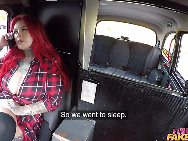 Red hair female taxi driver with huge juggs Sabien DeMonia gets what she wants