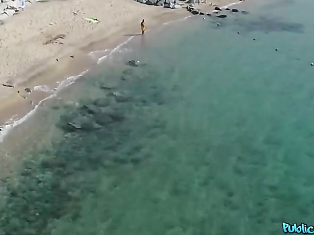 Pickup fuck and public fucking on the beach with blonde bikini girl Liz Rainbow