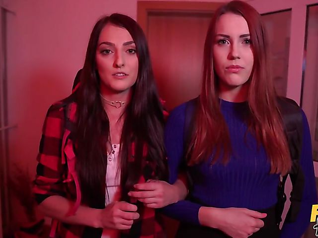 Hotel threesome with stuck girls Katy Rose and Charlie Red