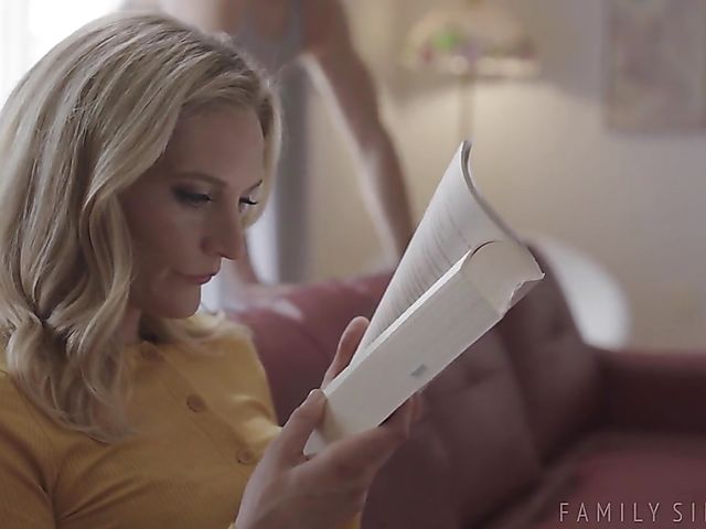 Mona Wales - Blonde skinny milf and young guy bang in the living room