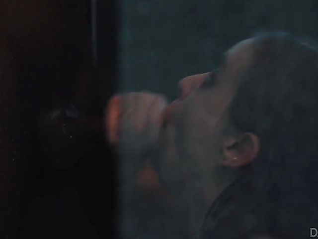 Interracial shower fuck with Haley Reed after underwater blowjob in the pool