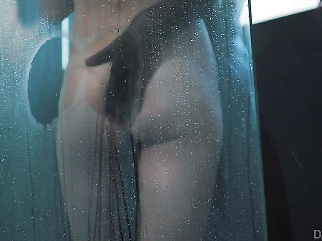 Interracial shower fuck with Haley Reed after underwater blowjob in the pool