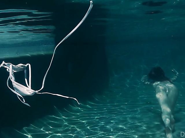 Interracial shower fuck with Haley Reed after underwater blowjob in the pool