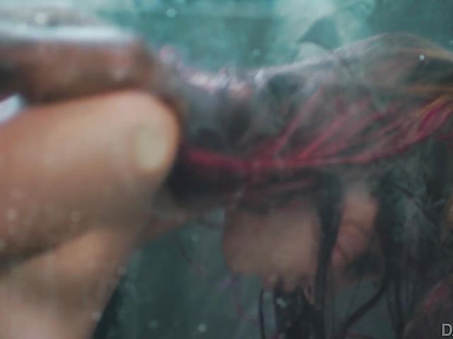 Interracial shower fuck with Haley Reed after underwater blowjob in the pool