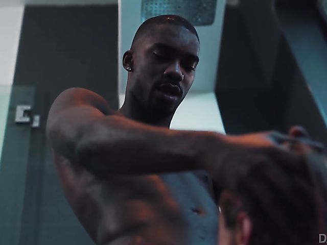 Interracial shower fuck with Haley Reed after underwater blowjob in the pool