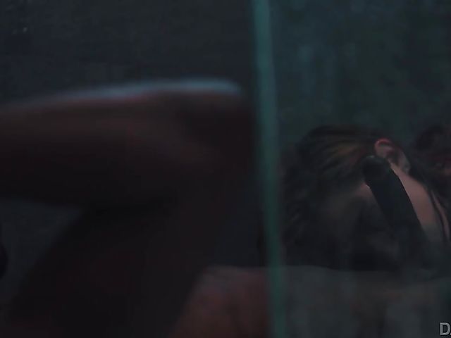 Interracial shower fuck with Haley Reed after underwater blowjob in the pool