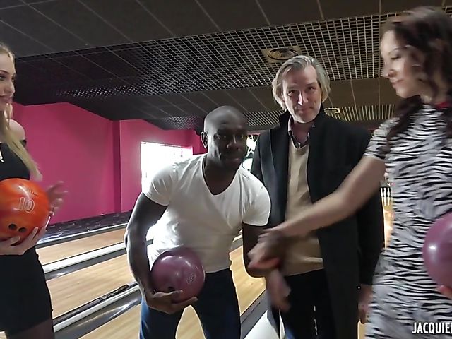 Public toilet sex with two French sluts Gwen and Lisa getting assfucked by a black guy