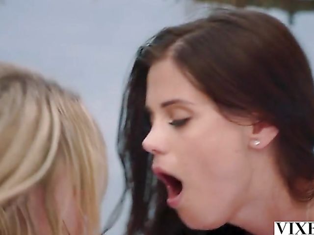 Gabbie Carter and Little Caprice threesome in the open air