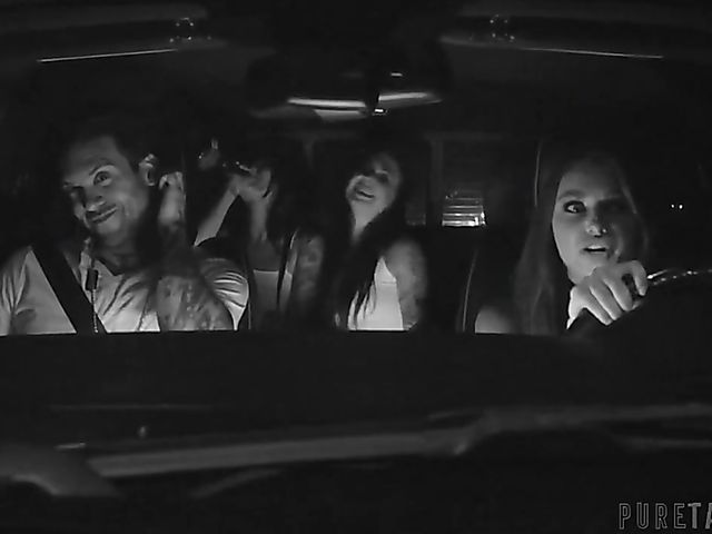 Redhead Lacy Lennon's extreme rough 4some in the night with dirty Joanna Angel and Katrina Jade