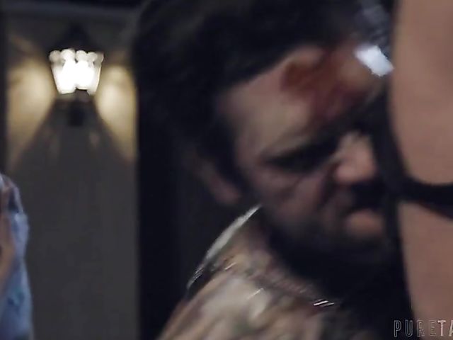 Redhead Lacy Lennon's extreme rough 4some in the night with dirty Joanna Angel and Katrina Jade