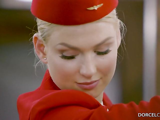 Standing sex in the sky with flight stewardess Lucy Heart to entertain a VIP passenger
