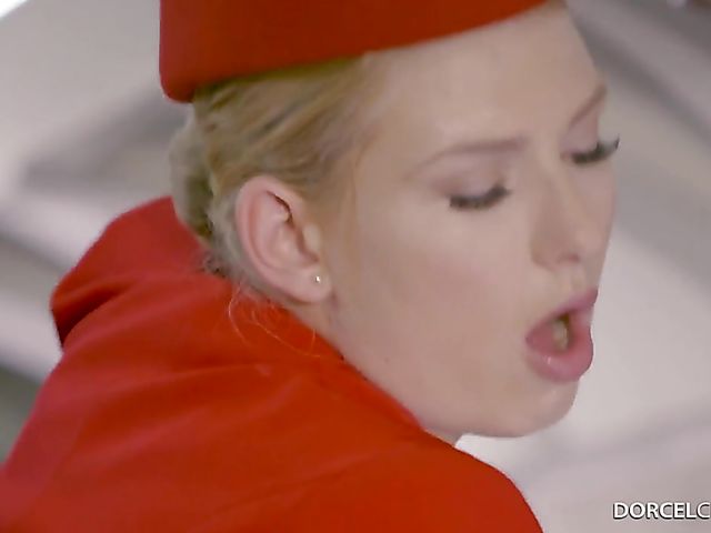 Standing sex in the sky with flight stewardess Lucy Heart to entertain a VIP passenger