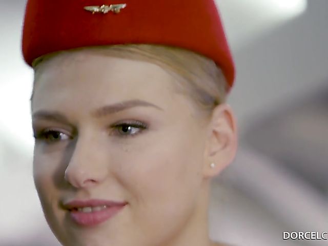 Standing sex in the sky with flight stewardess Lucy Heart to entertain a VIP passenger