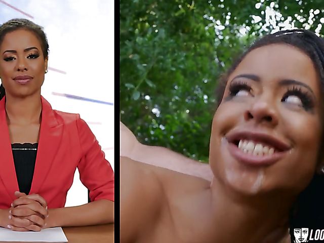 Kira Noir - White guy black girl hardcore session in the open air 