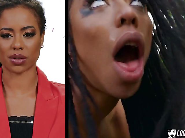 Kira Noir - White guy black girl hardcore session in the open air 