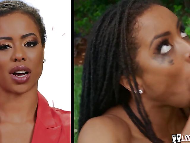 Kira Noir - White guy black girl hardcore session in the open air 